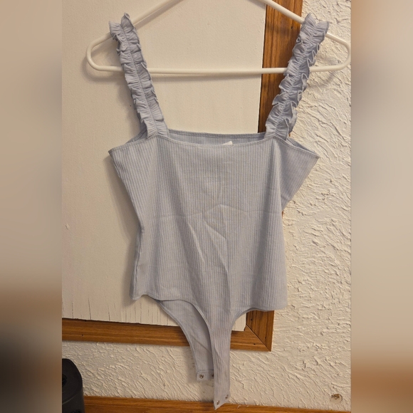 Double Zero Soft Blue Ribbed Top - Picture 2 of 5